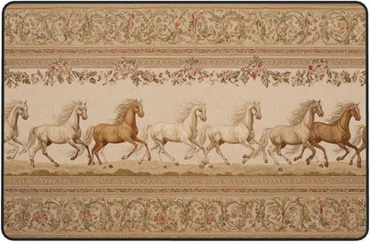 Horse Western Boho Ethnic Style Area Rug Washable Outdoor Rugs Anti-Slip Soft Carpet Entryway Indoor Door Mat for Bedroom,Living Room,Porch,Terrace and Entrance Decor 5'x 4'