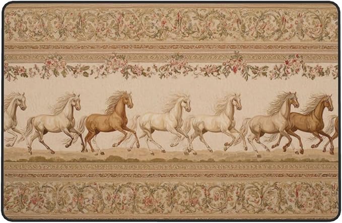Horse Western Boho Ethnic Style Area Rug Washable Outdoor Rugs Anti-Slip Soft Carpet Entryway Indoor Door Mat for Bedroom,Living Room,Porch,Terrace and Entrance Decor 9'x 6'