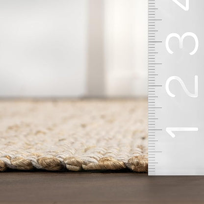 nuLOOM 3x5 Elfriede Jute & Cotton Hand Woven Area Rug, Natural, Solid Rustic Farmhouse Style, Weaved Design, Natural Fiber, For Bedroom, Living Room, Dining Room, Hallway, Office, Entryway