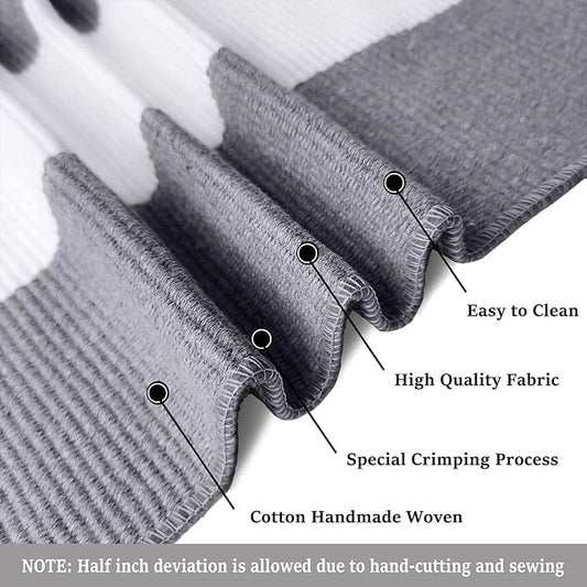 KOZYFLY Grey and White Striped Rug 4'x6' Indoor Outdoor Rug Cotton Hand-Woven Washable Striped Layered Doormats for Front Door/Kitchen/Farmhouse/Entryway/Patio