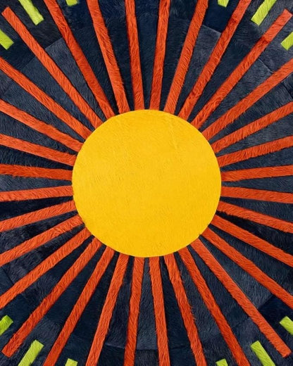 Sn Alef Home Round Designer Rug for Living Room | Handcrafted Black & White Boho Floor Carpet | Modern Ethnic Circular Mat for Home Décor & Meditation Space (Blue_6x6)