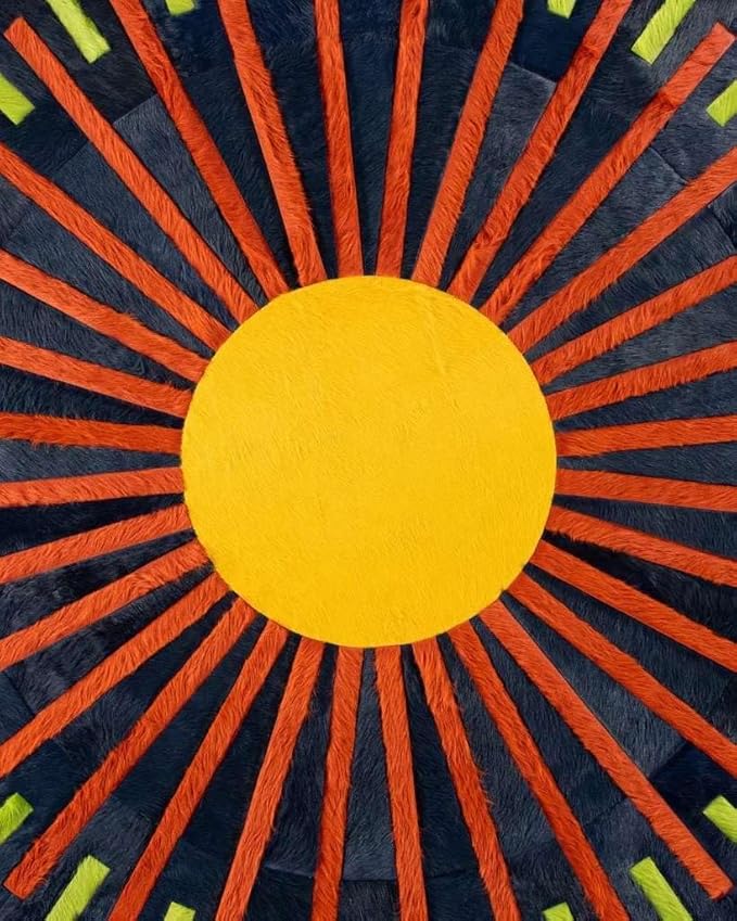 Sn Alef Home Round Designer Rug for Living Room | Handcrafted Black & White Boho Floor Carpet | Modern Ethnic Circular Mat for Home Décor & Meditation Space (Blue_3x3)