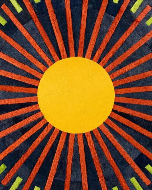 Sn Alef Home Round Designer Rug for Living Room | Handcrafted Black & White Boho Floor Carpet | Modern Ethnic Circular Mat for Home Décor & Meditation Space (Blue_10x10)