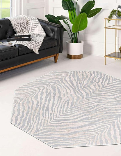 Unique Loom Finsbury Collection Area Rug - Meghan (5' 3" Octagon, Gray and Ivory)