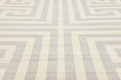 Unique Loom Athens Collection Classic Geometric Modern Border Design Area Rug (9' 0 x 12' 0 Rectangular, Gray/ Beige)