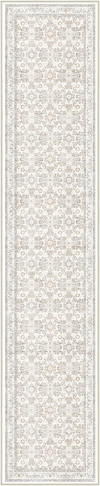 WITSHOCK 2x10 Long Runner Rug for Hallway,Washable Rug Distressed Boho for Bedroom Kitchen Entryway Indoor Entrance,Non Slip Runner Rugs with Rubber Backing,Camel/Beige