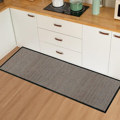 Artoid Mode Washable Non Skid Kitchen Rugs and Mats Doormat, Absorbent Door Mat Rugs for Kitchen Floor Front of Sink Hallway Black 17x47 Inch