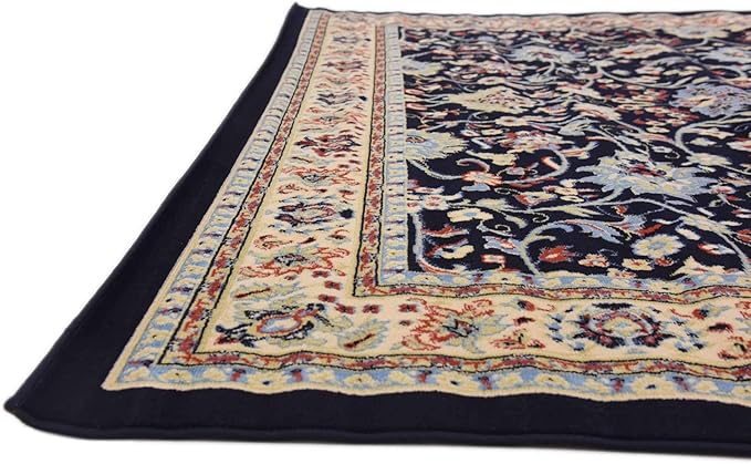 Unique Loom Sialk Hill Collection Area Rug - Washington (8' Square Navy Blue/Cream)