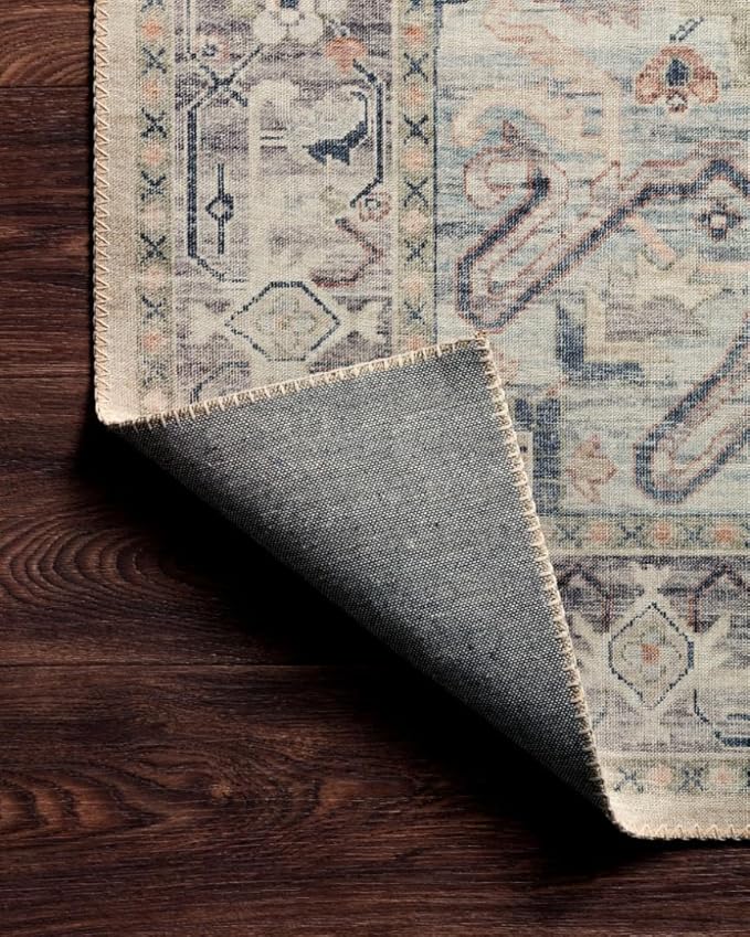 Loloi Hathaway Collection HTH-07 Multi/Ivory 9'-0" x 12'-0", .25" Thick Area Rug, Soft, Durable, Printed, Modern, Low Pile, Non-Shedding, Easy Clean, Living Room Rug