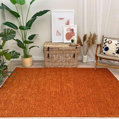 Alfa Rich 5x8 Burnt Orange Washable Area Rugs for Living Room Bedroom Kitchen Cotton Solid Decor Rug