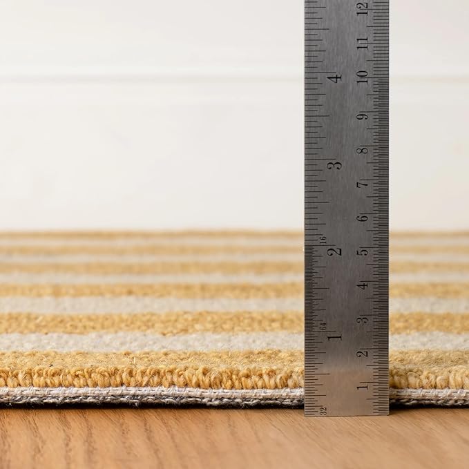 Dash & Albert Silas Stripe Gold Hand Micro Hooked Wool Rug, 3 X 5 Feet, Yellow/Orange Stripe Pattern - Premium Luxury Hotel Quality Soft Breathable Hypoallergenic Machine Washable Easy Care All