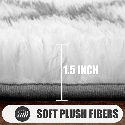 ONASAR Area Rugs for Living Room, Washable 5x8 Fluffy White and Grey Rug for Bedroom, Geometric Moroccan Indoor Shaggy Boho Soft Plush Floor Carpet for Kids Teen Nursery Dorm Home Decor Aesthetic