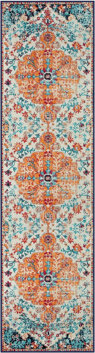 Lahome Bohemian Floral Medallion 2'8" x 10' Hallway Runner Rug, Soft Washable Non-Slip Kitchen Runner, Distressed Indoor Accent Carpet Runners for Stair Laundry Room Entryway