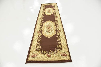 Unique Loom Versailles Collection Traditional Classic Floral Motif Area Rug (2' 7 x 10' 0 Runner, Brown/ Ivory)