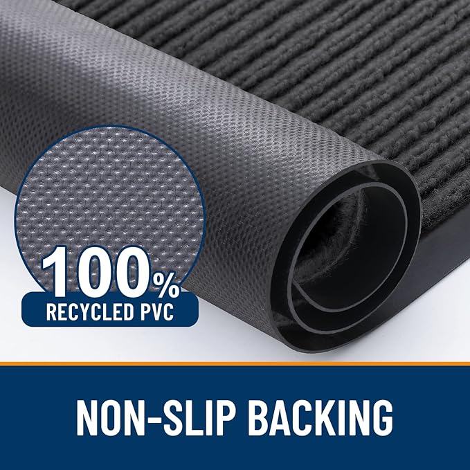 OLANLY Front Door Mat Indoor Outdoor Entrance, Waterproof Heavy Duty Doormat, Fade Resistant, Low Profile, Easy Clean Patio Porch Welcome Floor Mats for Entry, 33x21, Charcoal Grey