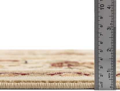 Rugs.com Chateau Collection Rug – 2' x 7' Runner Cream Medium Rug Perfect for Hallways, Entryways