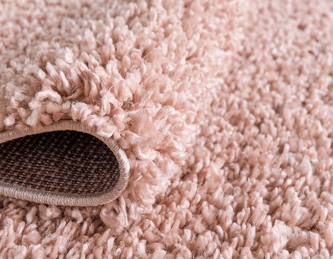 Unique Loom Davos Shag Collection Area Rug - Solid (10' Round, Dusty Rose)
