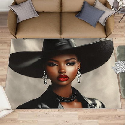 5x8 Fashionable Woman Kids Rug - Modern Woman Dining Room Rug, Sexy Girl Area Rugs Indoor Modern Rugs for Bedroom Hardwood Floors Teen Room