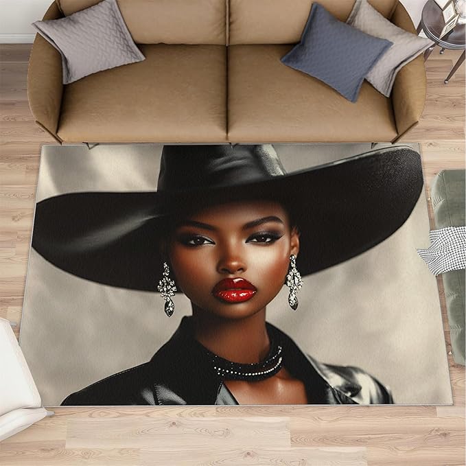 3x4 Fashionable Woman Rugs for Entryway - Modern Woman Kids Bedroom Rug, Sexy Girl Mudroom Rug Soft for Coffee Shop Living Room Under Table Game Room