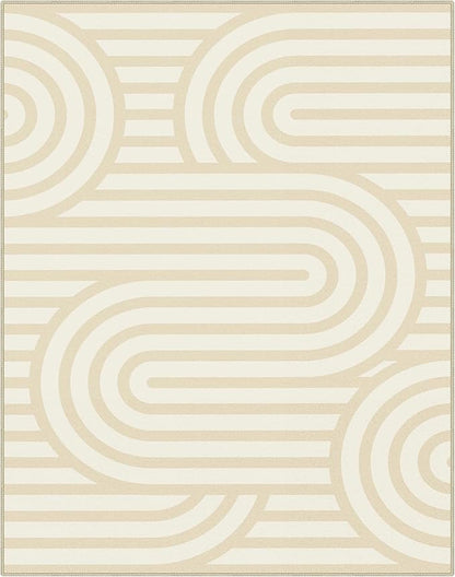 Bavni Area Rugs 8x10, Modern Soft Bedroom Rug, Machine Washable Rug Non Slip, Abstract Low Pile Large Rugs for Living Room, Dining Room, Abstract Brown Beige