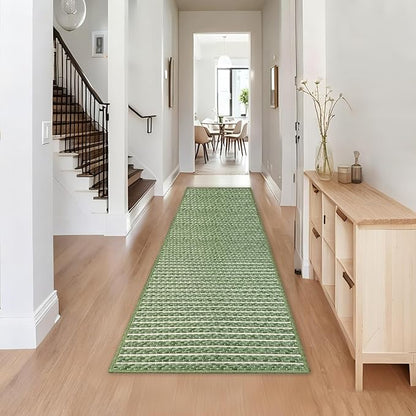 Braided Hallway Runner Rug,Super Absorbent Kitchen Mats for Floor,Non Slip Washable Kitchen Rugs,Quick Dry Boho Entryway Runner Rugs for Bathroom,Hallyways,Bedroom,24"x72",Sage Green