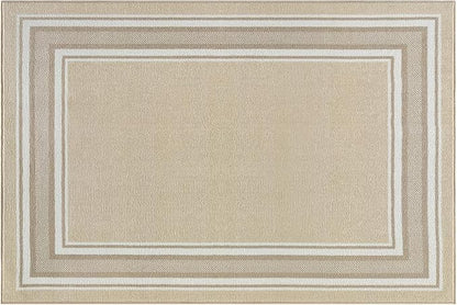 Beverly Rug Non Slip Area Rugs 2x3 Modern Bordered Non Skid Rubber Backing Soft Entryway Rug for Living Dining Room Easy to Clean Non Shedding Kitchen Bedroom Indoor Carpet 2 x 3 Beige
