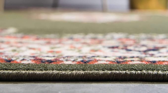 Unique Loom Reza Collection Traditional Persian Style Area Rug, 2 ft 2 in x 3 ft, Olive/Ivory