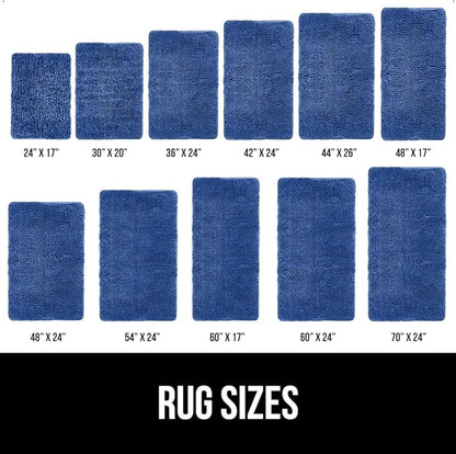 GORILLA GRIP Bath Rug Mat 44x26, Soft Absorbent Chenille, Quick Dry Microfiber Mats, Rubber Backing Washable Shower Floor Rugs, Bathmat Runner, US Designed Bathroom Home Decor Accessories Royal Blue