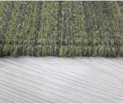 Rugsotic Carpets Hand Woven Flat Weave Kilim Wool ECO-Friendly Area Rugs - 6'x6', Square Shape, Olive Color, Solid Plain Design, Low Pile Handmade Area Rugs for Living Room, Bed Room (D00111)