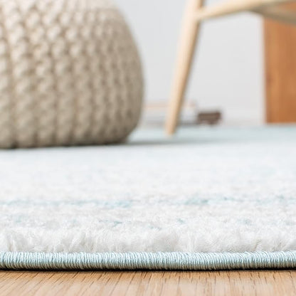 SAFAVIEH Adirondack Collection Area Rug - 6'7" Square, Aqua & Ivory, Modern Ombre Design, Non Shedding & Easy to Clean, Ideal for Living Room, Bedroom, Office, Dining Space (ADR113J)