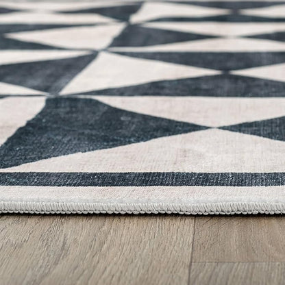 Rugshop Geometric Diamond Washable Non Slip Runner Rug 2' x 8' Cream