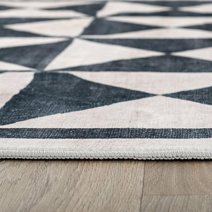 Rugshop Geometric Diamond Washable Non Slip Area Rug 2' x 4' Cream