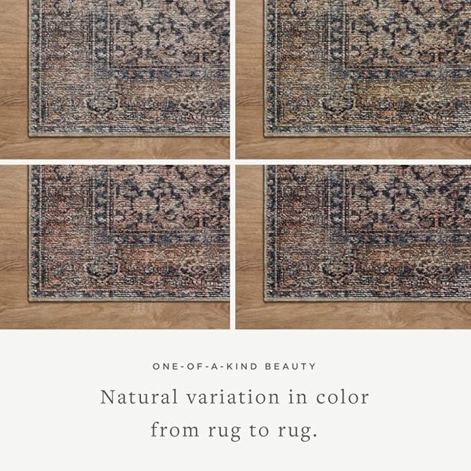 Loloi Amber Lewis Billie Collection, Ink & Salmon 2'-3" x 3'-9" Area Rug – Antique & Distressed Accent Rugs for Living Room, Bedroom, Entryway & Hallway, No Shed High Traffic Area Home Decor Rug