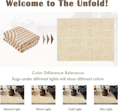 Area Rugs 9x12 Living Room - Large Washable Orange Boho Rugs for Bedroom Soft Abstract Rug Ultra-Thin Modern Rainbow Carpet Rug for Dining Room Nursery Room Home Decor