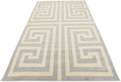 Unique Loom Athens Collection Classic Geometric Modern Border Design Area Rug (5' 0 x 8' 0 Rectangular, Gray/ Beige)