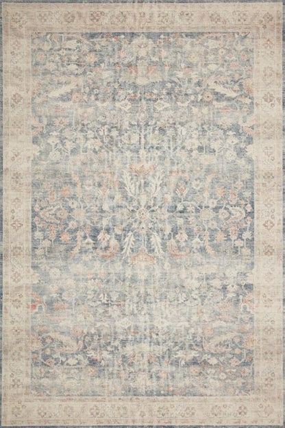 Loloi Hathaway Collection HTH-02 Denim/Multi 2'-0" x 5'-0", .25" Thick Accent Rug, Soft, Durable, Printed, Modern, Low Pile, Non-Shedding, Easy Clean, Living Room Rug