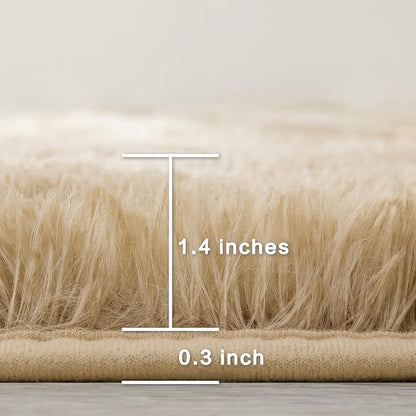Andency Soft Area Rugs for Living Room Bedroom, 5x8 Fluffy Shaggy Bedside Rug, Non-Slip Large Shag Fuzzy Plush Carpets for Bedroom Kids Dorm Nursery Home Decor Aesthetic, Tie-Dyed Khaki