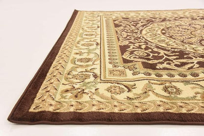 Unique Loom Versailles Collection Traditional Classic Medallion Floral Motif Area Rug (6' 0 x 6' 0 Square, Brown/ Ivory)