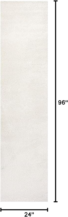 Eyely UES100T-28 Supersoft Haze Solid Low-Pile Indoor Runner Rug Casual;Contemporary;Solid;Traditional, Bedroom, Kitchen, Living Room, Easy-Cleaning, Non-Shedding, 2 X 8, Cream