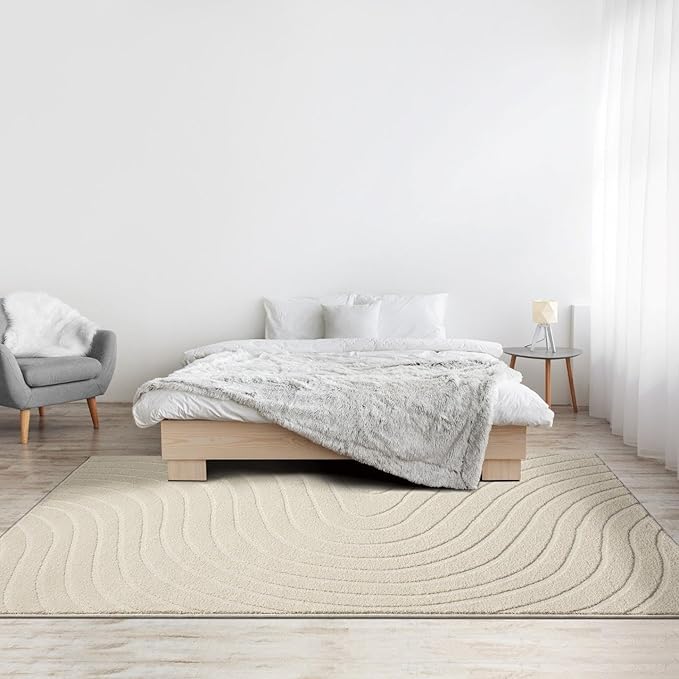 LUXE WEAVERS Modern Geometric Wave Cream 6x9 Area Rug