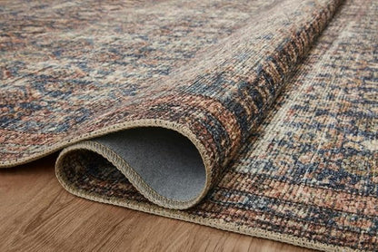 Loloi Amber Lewis Billie Collection, Ocean & Brick 2'-6" x 9'-6" Area Rug – Antique & Distressed Accent Rugs for Living Room, Bedroom, Entryway & Hallway, No Shed High Traffic Area Home Decor Rug