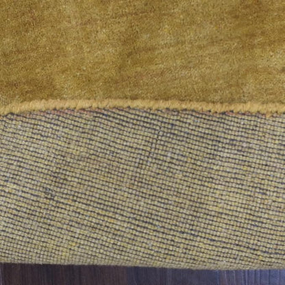 Hand Knotted Loom Wool ECO-Friendly Area Rugs - 6'x6', Round, Gold Color, Solid Plain Design, High Pile Thick Handmade Anti Skid Area Rugs for Living Room, Bed Room (L00111)
