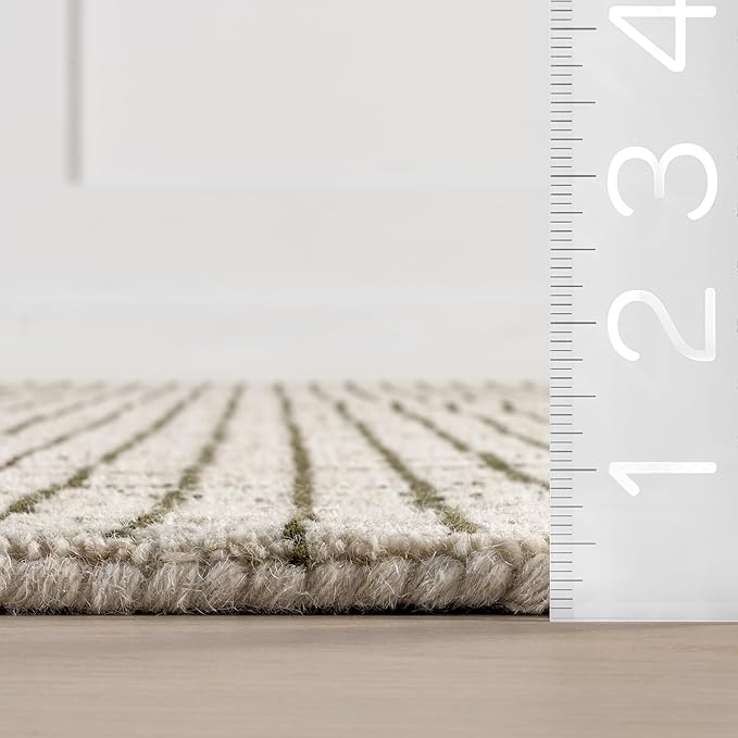 Rugs USA Melrose Green/Ivory, 8'6" x 11'6", Handmade, Wool & Cotton, Soft and Cozy, High Traffic, Stain Resistant, Easy Clean, Durable Area Rug for Bedroom, Living Room, Dining Space, Den, Entryway