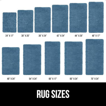 GORILLA GRIP Bath Rug Mat 30x20, Thick Soft Absorbent Chenille, Quick Dry Microfiber Mats, Rubber Backing Washable Shower Floor Rugs, US Designed Bathroom Bathmat Home Decor Accessories, Blue