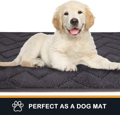 PURRUGS Dirt Trapping Door Mat 24" x 59", Non-Slip Machine Washable Entry Rug, Shoe Scraper, Dog Doormat, Super Absorbent Welcome Mat for Front & Back Door, Muddy Wet Shoes & Paws, Grey