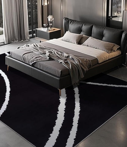 YIHOUSE Black Modern Area Rug 6x9,Abstract Rugs for Bedroom,Minimalist Striped Rug,Black and White Geometric Rug,Dark Washable Area Rugs 6x9 Non Slip Rugs for Living Room，Office