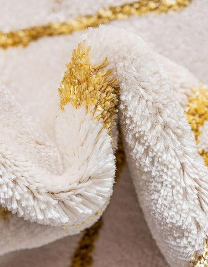 Unique Loom Glam Collection Area Rug - Trellis (7' 10" x 10' Oval, White Gold/ Gold)