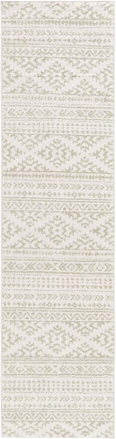 SAFAVIEH Tulum Collection Runner Rug - 2' x 8', Ivory & Sage, Moroccan Boho Tribal Design, Non-Shedding & Easy to Clean, Ideal for Living Room, Hallway, Foyer, Entryway, Bedroom (TUL272H)