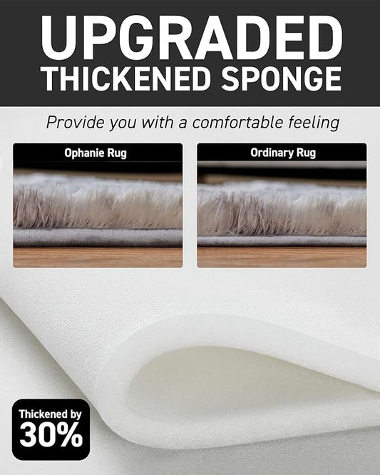 Ophanie Upgrade 8x10 Rugs for Living Room, White & Grey, Fluffy Shaggy Soft Area Rug, Non-Slip Indoor Floor Carpet for Bedroom, Kids Baby Boys Teen Dorm Home Decor Aesthetic, Nursery