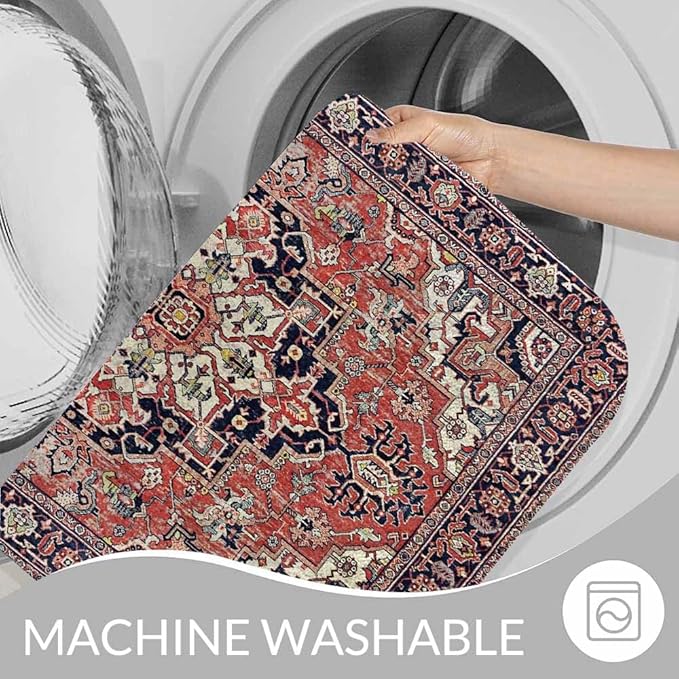 Old Carpet Texture Bathroom Mat Rugs Abstract Ornament Milky Blue Microfiber Faux Cashmere Thick Plush Bath Mat Non-Slip Water Absorbent Bath Carpet for Bathtub Bathroom Floor Tub 20 x 30 Inch
